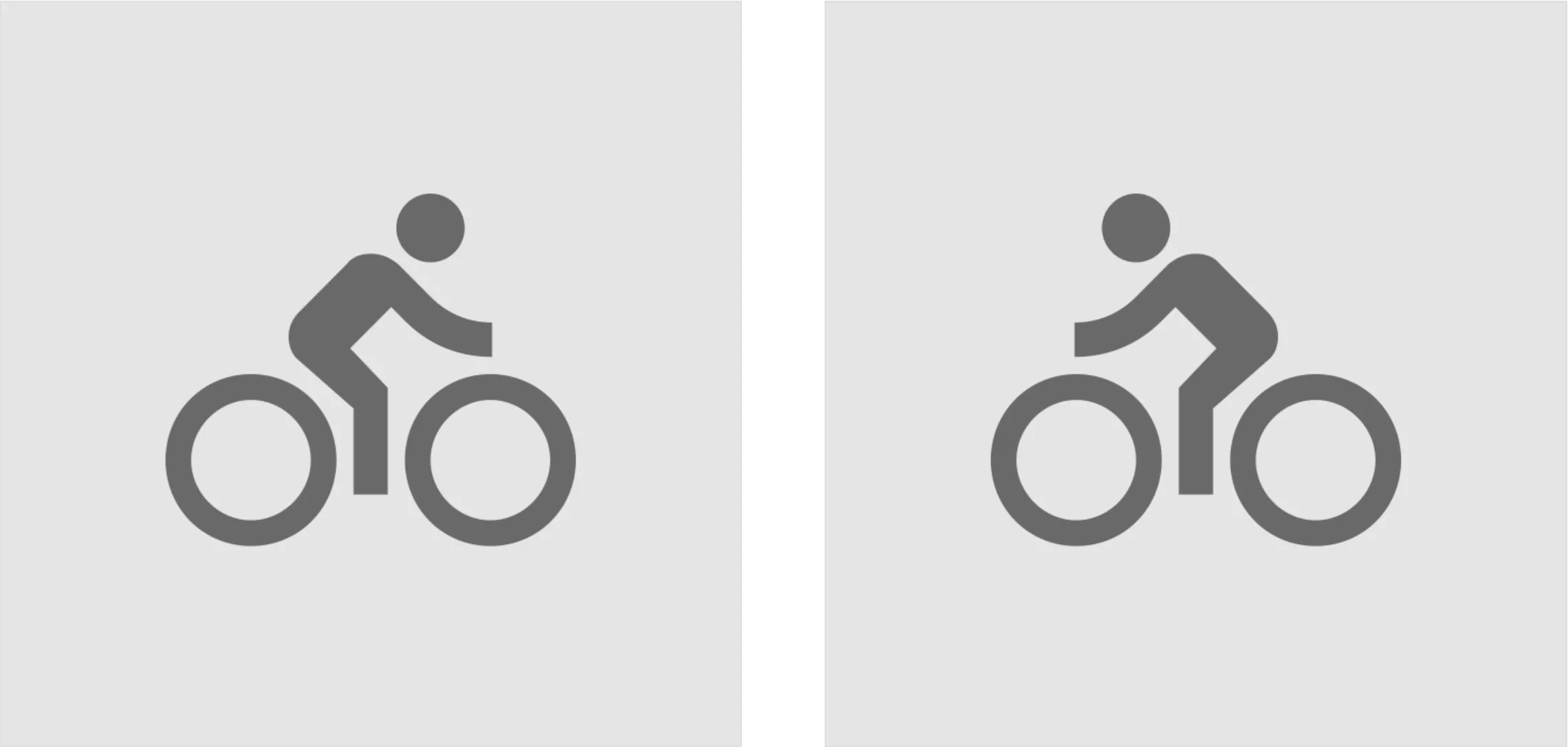 Left-to-right and right-to-left variants of a bicycle icon.