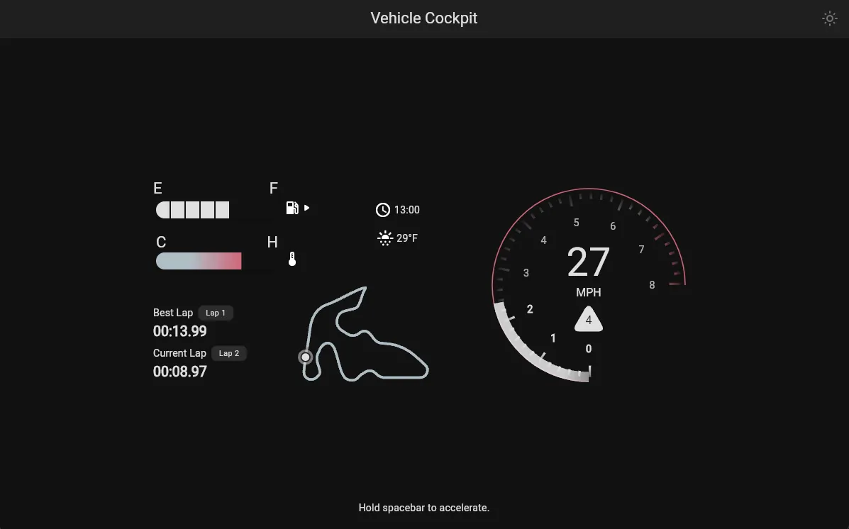 Screenshot of the Vehicle Cockpit.